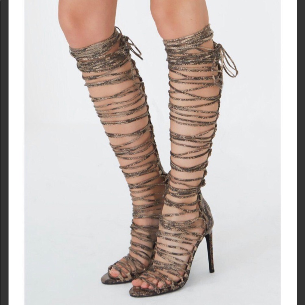 Jeffrey Campbell Advent Snakeskin Lace Up Sandals